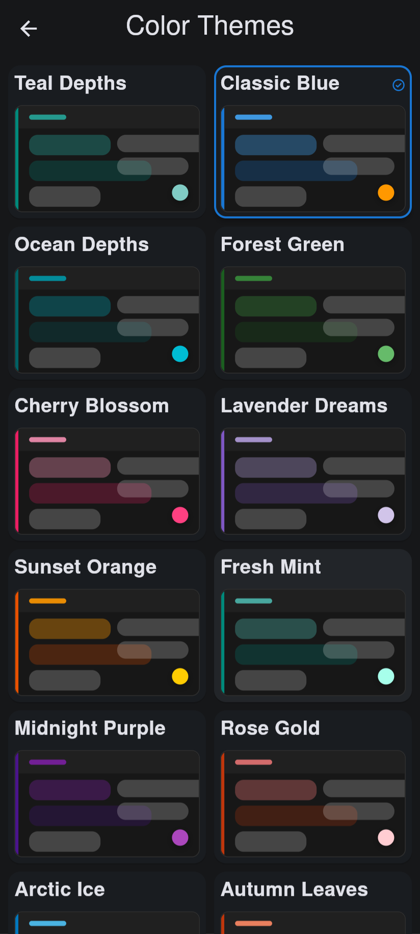Study Planner appearance and accessibility settings